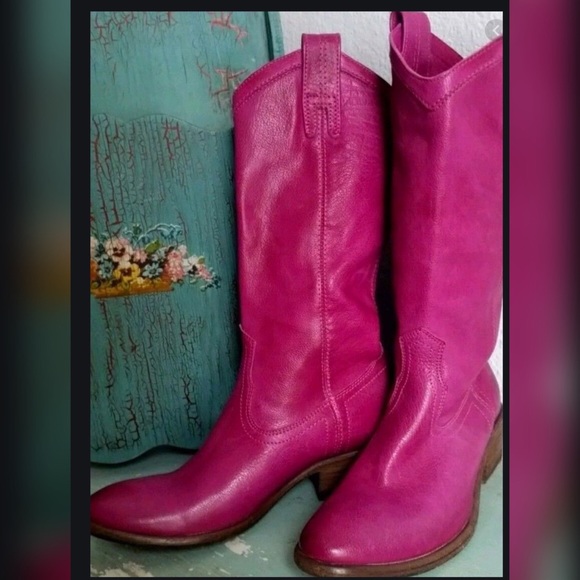 Frye Shoes - Frye berry pink cowboy boots